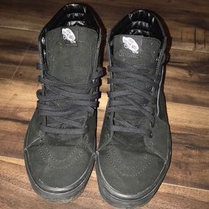 all black high top vans MEN AND WOMEN